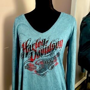 Teal Harley-Davidson Long Sleeve Sz L